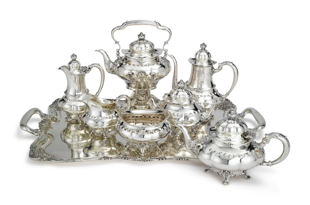 View full screen - View 1 of Lot 422. An American Silver Assembled Seven-Piece Tea and Coffee Set and Similar Two-Handled Tray, Tiffany & Co., New York, circa 1891-1907.