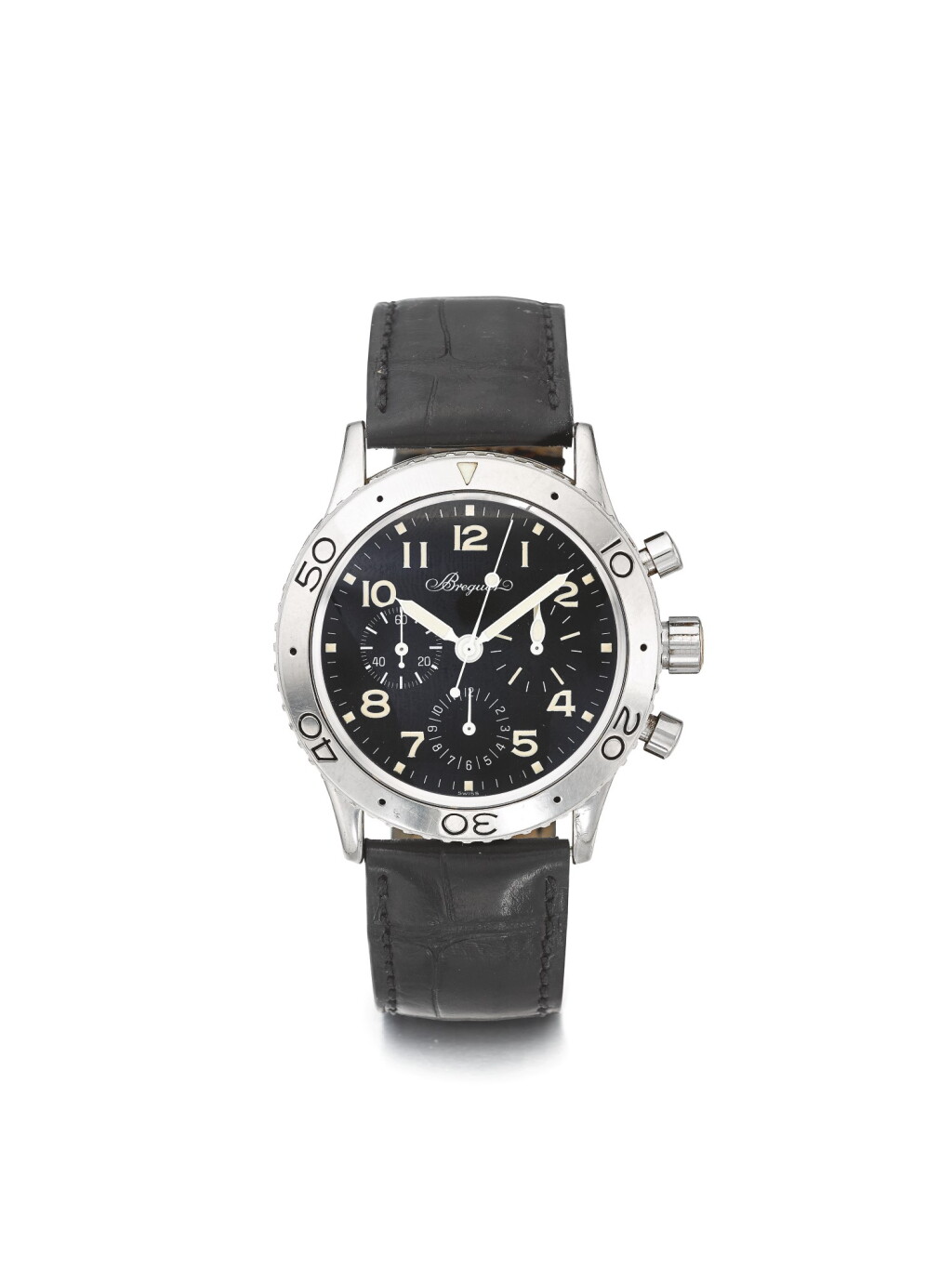 View full screen - View 1 of Lot 93. BREGUET | REF 3800 TYPE XX, A STAINLESS STEEL AUTOMATIC FLY BACK CHRONOGRAPH WRISTWATCH WITH REGISTERS CIRCA 2000.