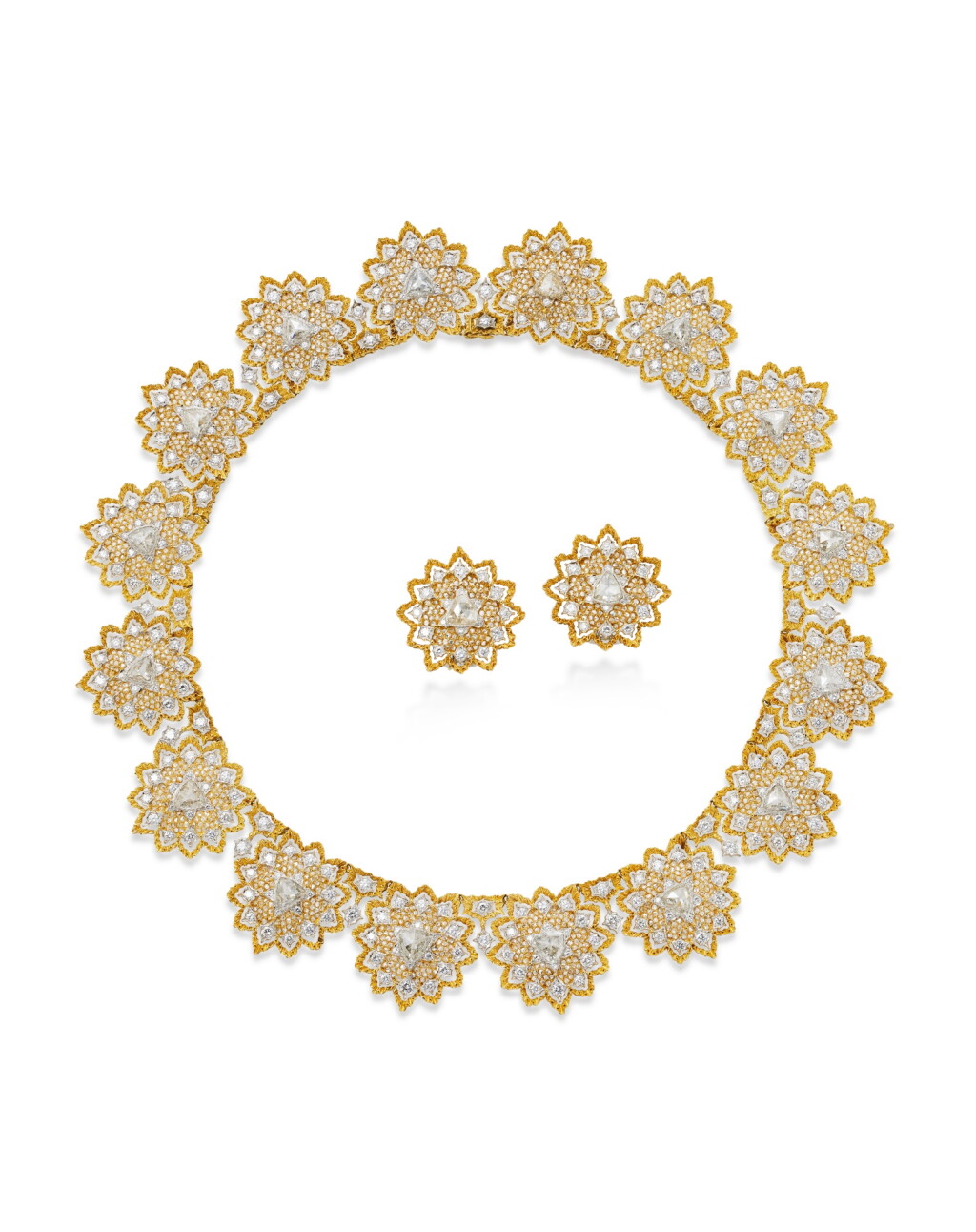 View full screen - View 1 of Lot 1879. Diamond Demi-Parure | | 吉安馬里亞 布契拉提 | 鑽石 項鏈 及 耳夾套裝.