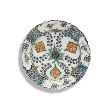 View full screen - View 1 of Lot 202. An Iznik polychrome pottery dish, Turkey, circa 1565.