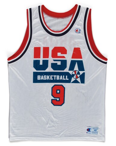 View full screen - View 1 of Lot 4. Michael Jordan Signed Champion ‘Dream Team’ Commemorative Jersey .