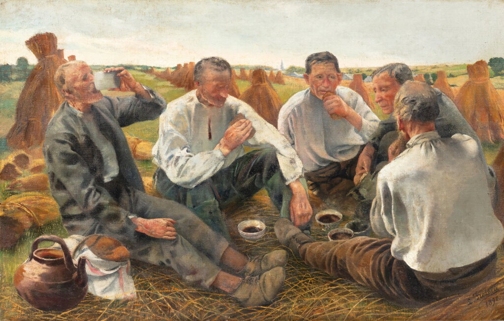 View full screen - View 1 of Lot 82. The peasant's meal | Le repas dans les champs.