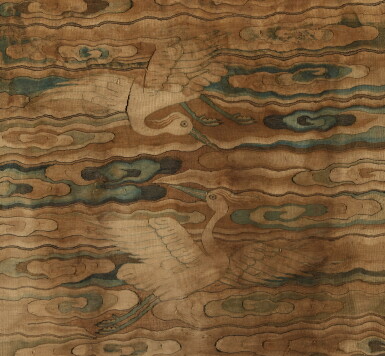 View full screen - View 1 of Lot 633. A square silk kesi 'egret' sixth civil rank badge, Ming dynasty, 16th century | 明十六世紀 緙絲鷺鷥文六品補子.