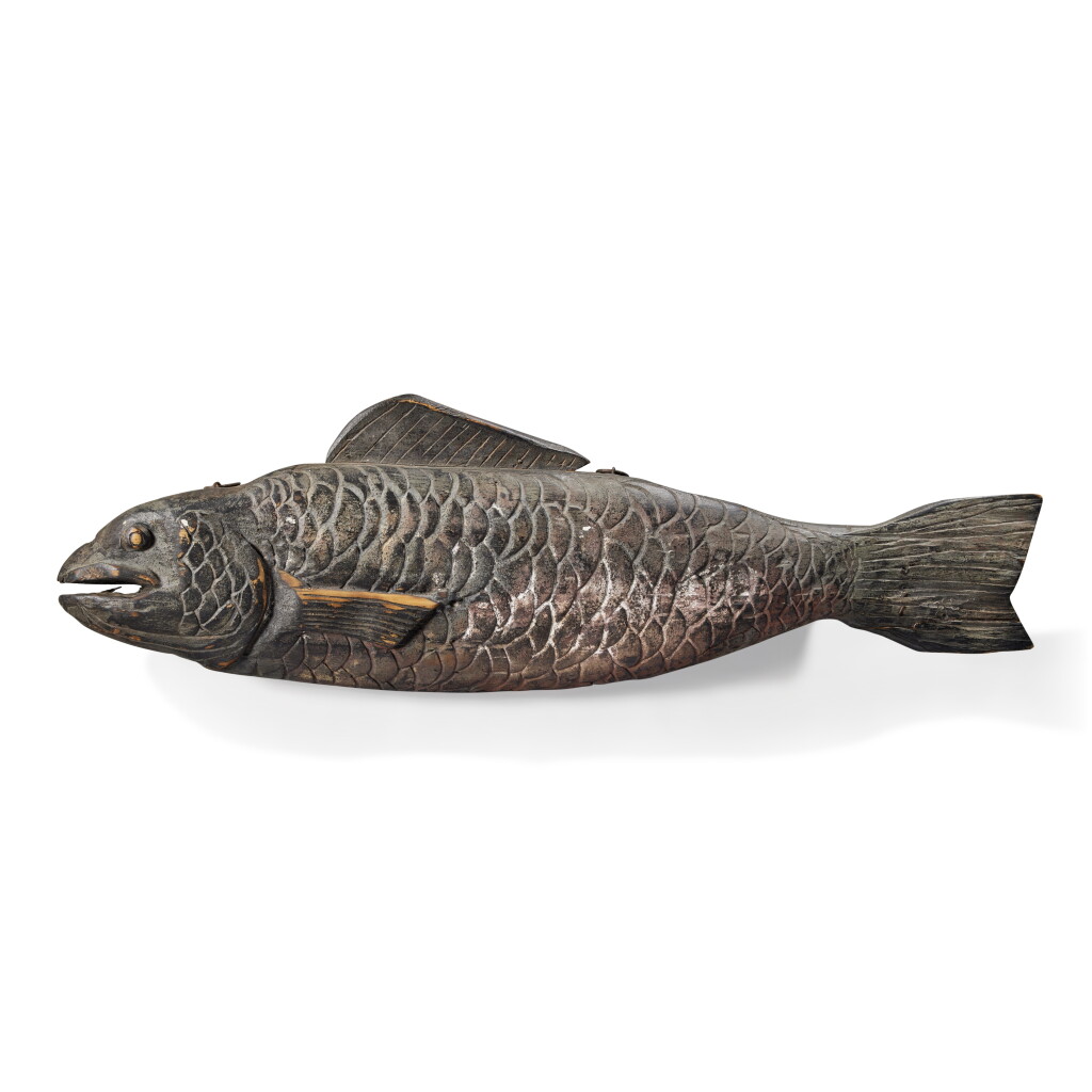 American Carved and Painted Pine Cod Fish Trade Sign, Mid 19th