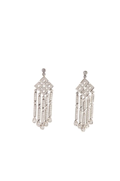 View full screen - View 1 of Lot 49. PAIR OF DIAMOND 'LEGACY' PENDANT-EARRINGS, TIFFANY & CO..
