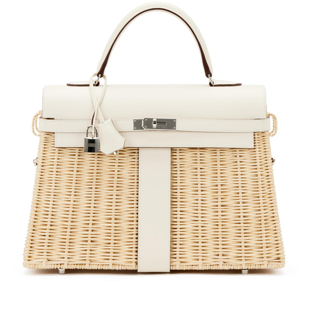 View full screen - View 1 of Lot 16. Nata Swift and Osier Wicker Picnic Kelly 35 Palladium Hardware, 2022.