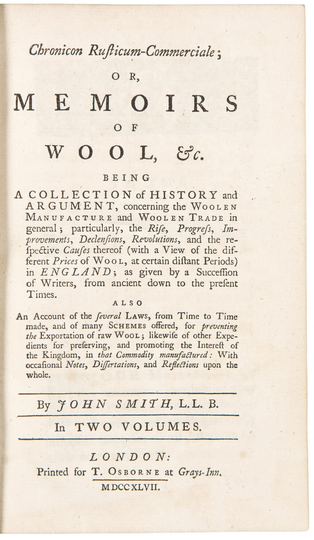View full screen - View 1 of Lot 259. Smith, John | A classic of pre-Industrialization British political economy.
