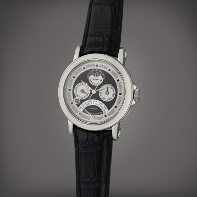 View full screen - View 1 of Lot 180. Reference 7000 QP A | A stainless steel automatic perpetual calendar wristwatch with moon phases and leap year indication, Circa 2000.