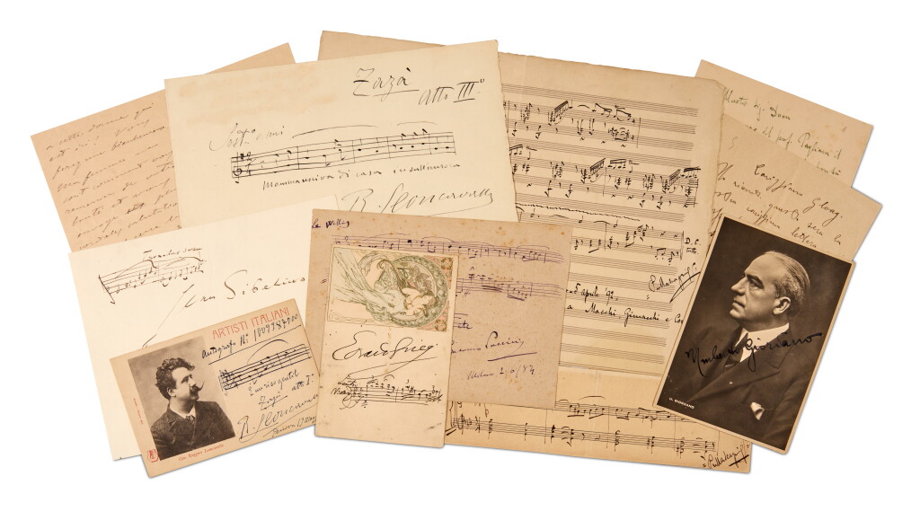 View full screen - View 1 of Lot 137. Composers. Collection of autograph musical quotations, including by Puccini, Sibelius and Grieg, 1884-1905.