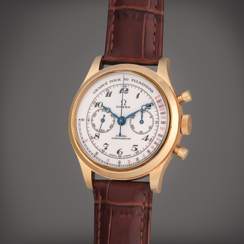 View full screen - View 1 of Lot 459. Reference 516.53.39.50.09.001 Museum Collection No. 10 | A limited edition yellow gold chronograph wristwatch with pulsation dial, Circa 2010.
