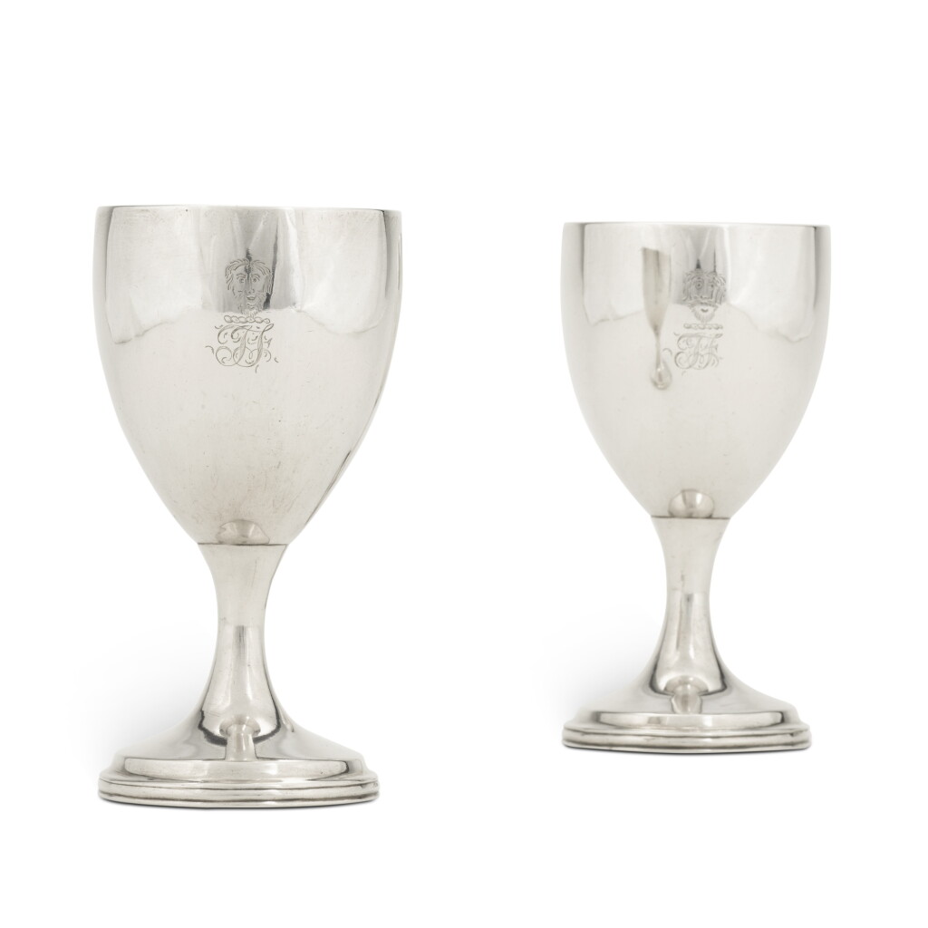 View full screen - View 1 of Lot 155. A pair of Irish George III silver goblets, Daniel Egan, Dublin, 1806.
