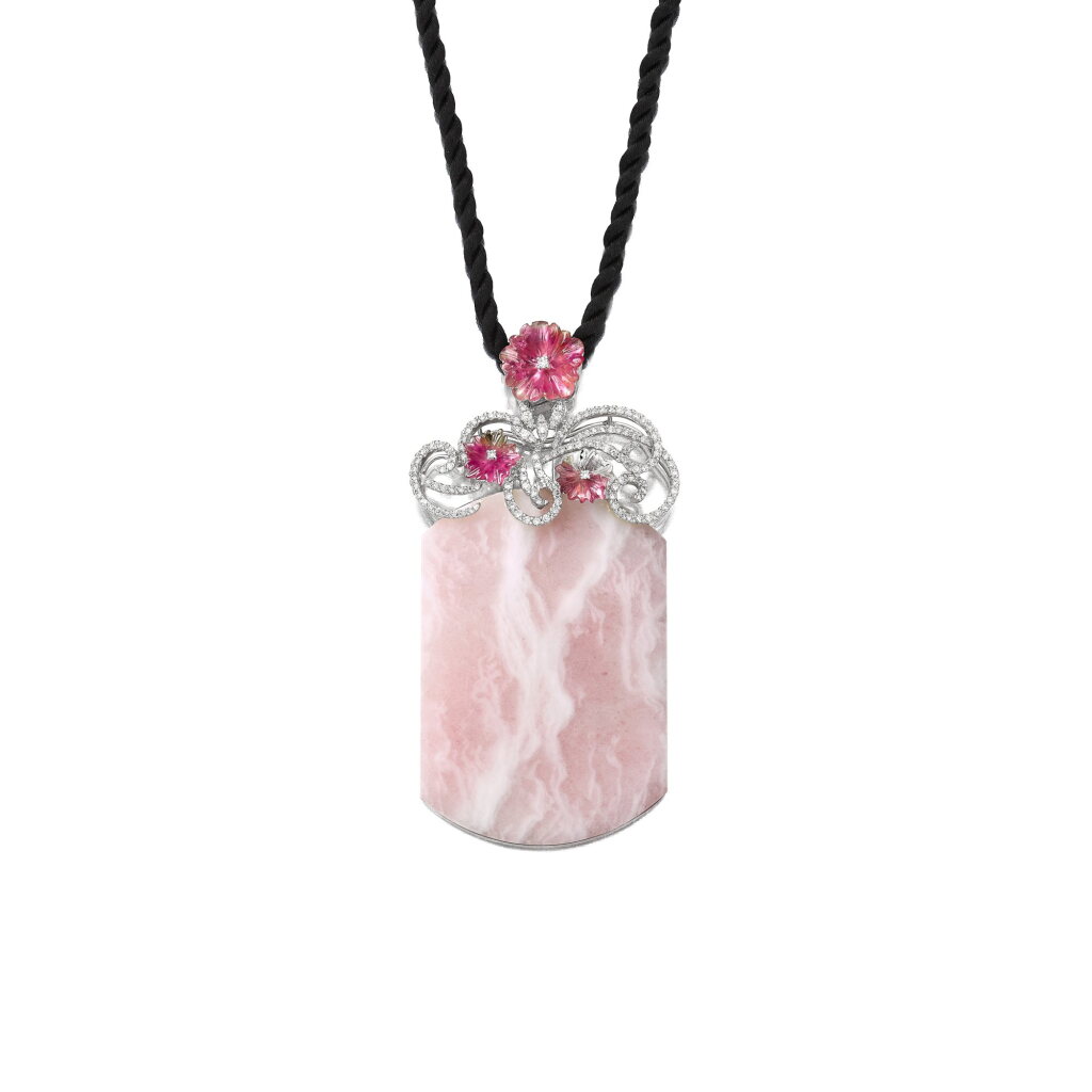 View full screen - View 1 of Lot 642. Jadeite, Tourmaline and Diamond Pendant | 天然翡翠 配 碧璽 及 鑽石 掛墜.