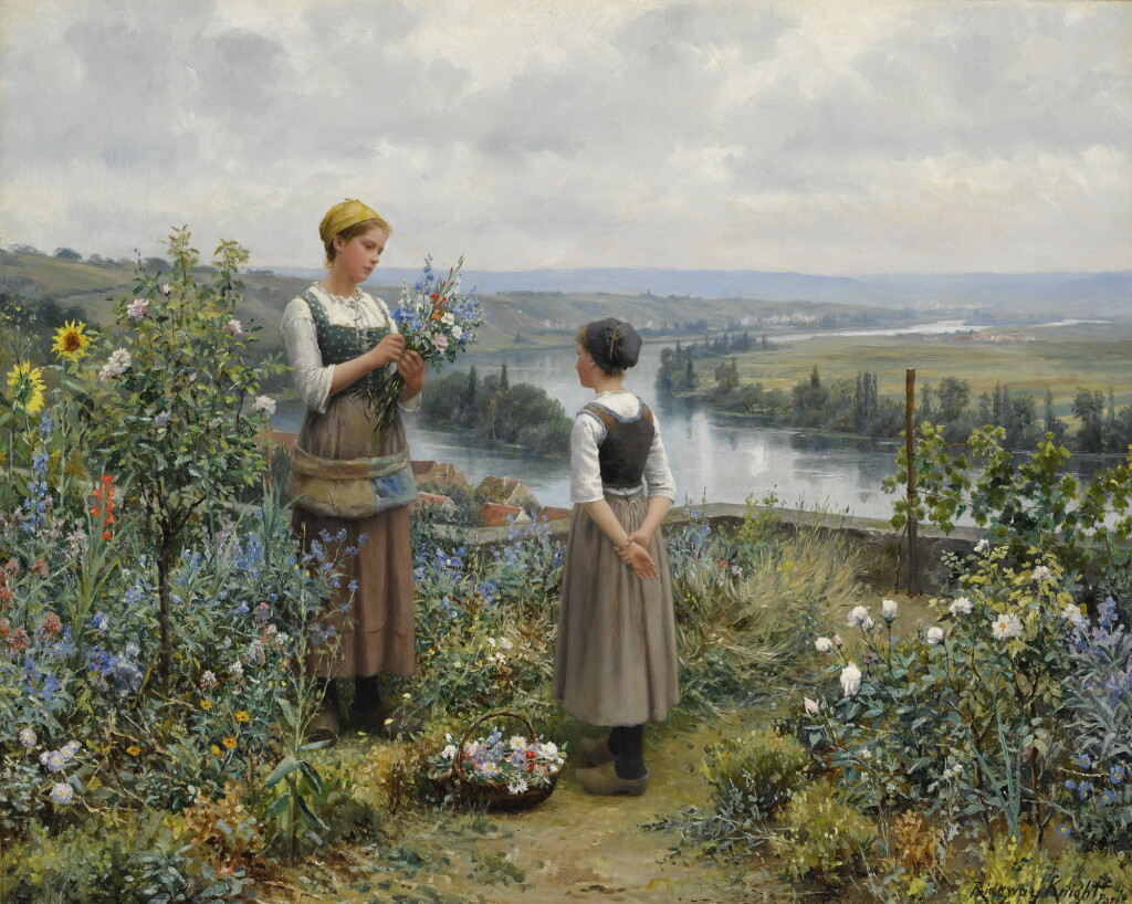 View full screen - View 1 of Lot 820. Daniel Ridgway Knight | PICKING FLOWERS.