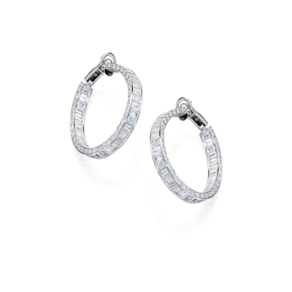 View full screen - View 1 of Lot 244. Pair of Diamond Earclips.