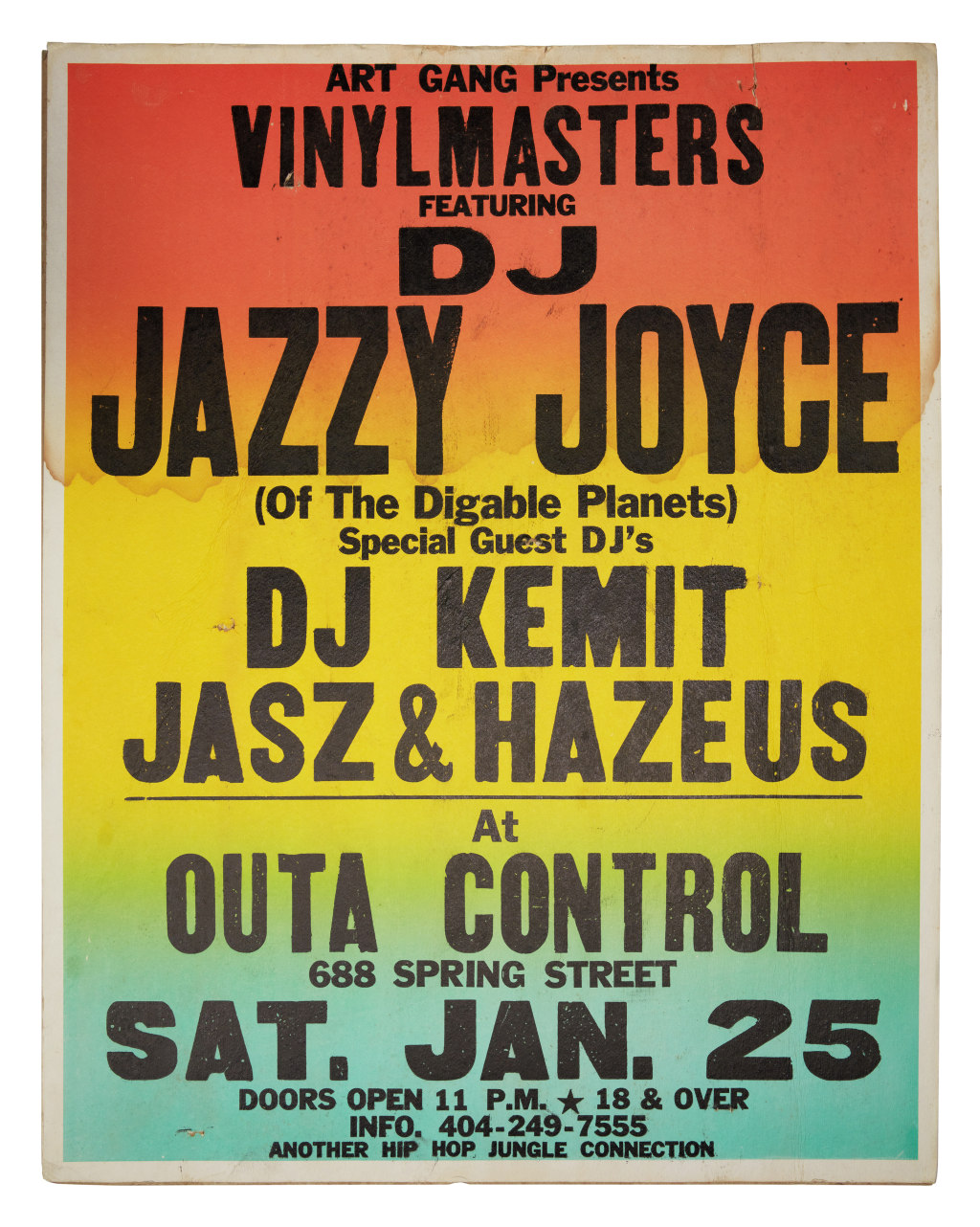 View full screen - View 1 of Lot 129. DJ Jazzy Joyce at Outa Control concert poster, 1997.