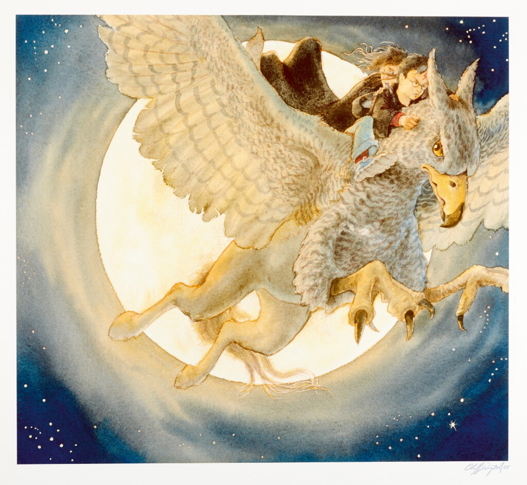 View full screen - View 1 of Lot 202. ROWLING--WRIGHT | Harry Potter and the Prisoner of Azkaban, giclee print, signed by the artist, 2005.