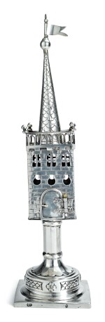 A GERMAN SILVER SPICE TOWER, LATE 18TH - EARLY 19TH CENTURY