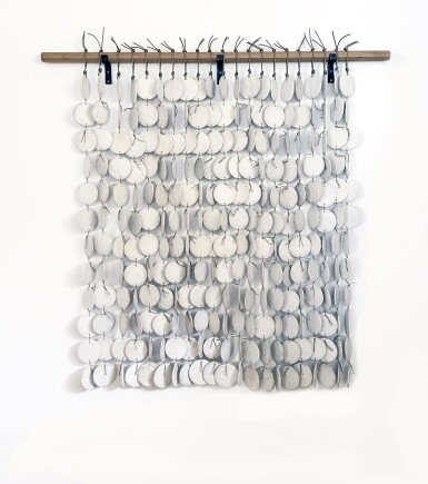 View full screen - View 1 of Lot 23. Stoneware White Disc Wall Hanging, MQuan Studios.