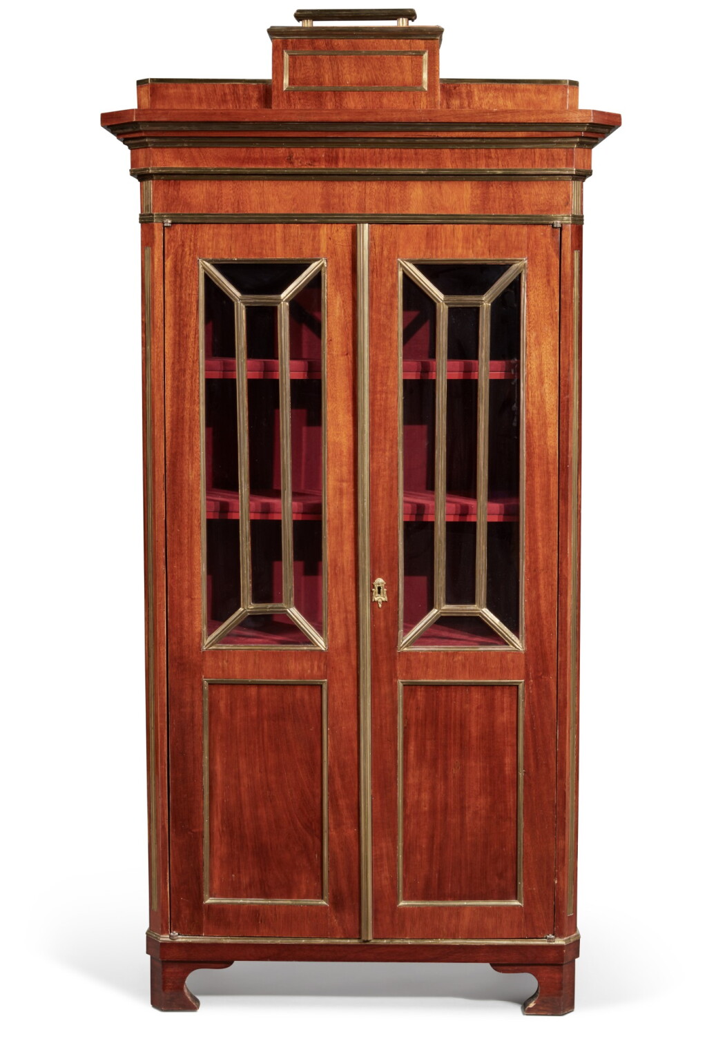 View full screen - View 1 of Lot 159. A Russian Neoclassical Mahogany Brass-Inlaid and Brass-Mounted Mahogany Bibliotheque, First Half 19th Century.