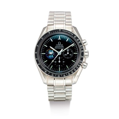 View full screen - View 1 of Lot 2022. OMEGA | SPEEDMASTER SNOOPY AWARD, REFERENCE 3578.51.00, A LIMITED EDITION STAINLESS STEEL CHRONOGRAPH WRISTWATCH WITH BRACELET, CIRCA 2003 | 奧米茄 | "Speedmaster Snoopy Award 型號3578.51.00 限量版精鋼計時鏈帶腕錶,錶殼編號77116603,約2003年製".