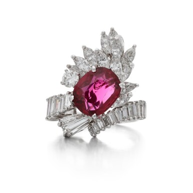 View full screen - View 1 of Lot 275. Ruby and diamond ring.