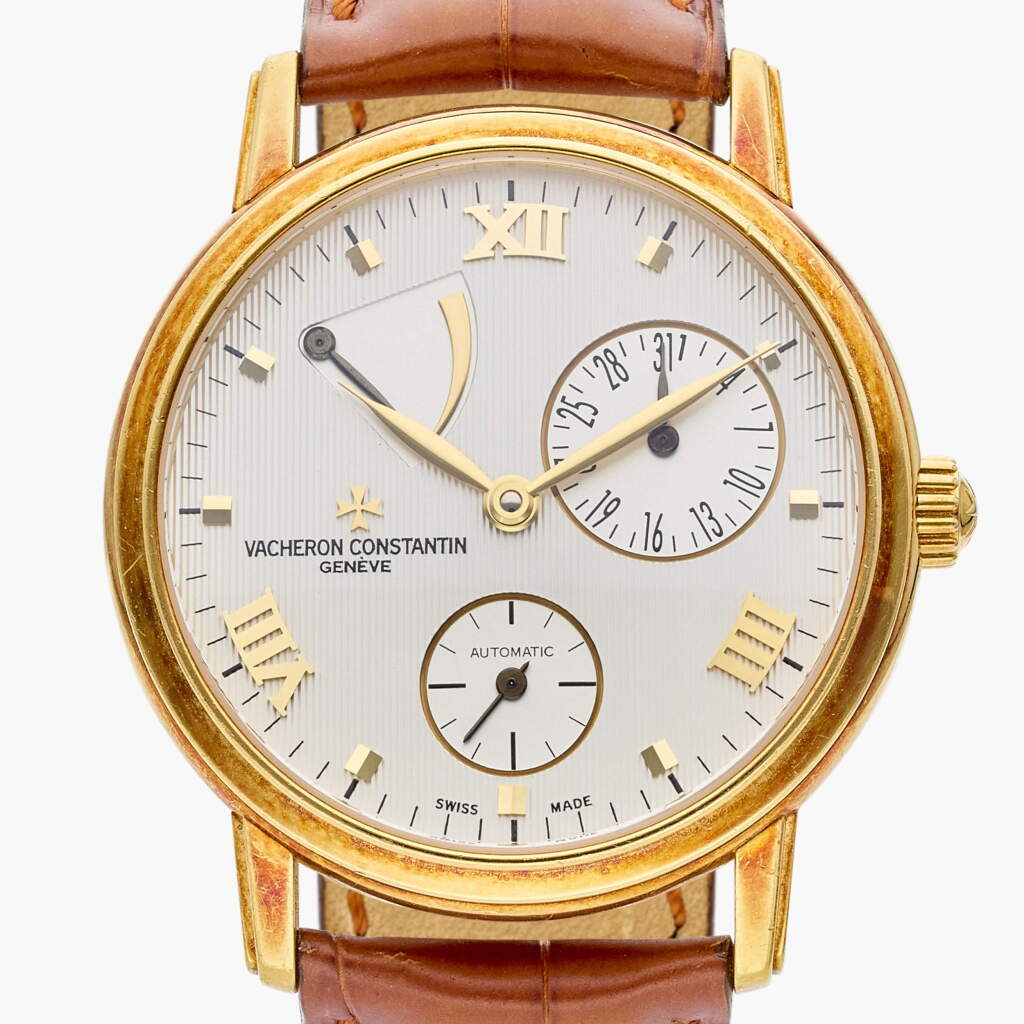 View full screen - View 1 of Lot 542. Reference 47200/1 Patrimony | A yellow gold automatic wristwatch with date and power reserve indication, Circa 2005.