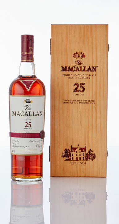 View full screen - View 1 of Lot 6022. The Macallan 25 Year Old Sherry Oak Maroon Ribbon 43.0 abv (1 BT70).