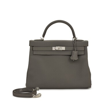 View full screen - View 1 of Lot 21. Gris Etain Togo Retourne Kelly 32 with Palladium Hardware, 2021.