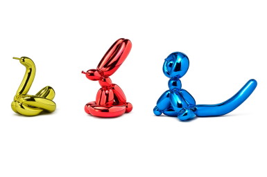 View full screen - View 1 of Lot 580. i. Balloon Rabbit (Red); ii. Balloon Monkey (Blue); iii. Balloon Swan (Yellow) [Three Works}.