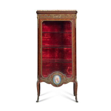 View full screen - View 1 of Lot 107. A Louis XV/Louis XVI Transitional Style Gilt Bronze Mounted Kingwood and Mahogany Vitrine by François Linke, late 19th Century.
