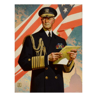 View full screen - View 1 of Lot 24. JOSEPH CHRISTIAN LEYENDECKER | PORTRAIT OF FLEET ADMIRAL WILLIAM D. LEAHY.