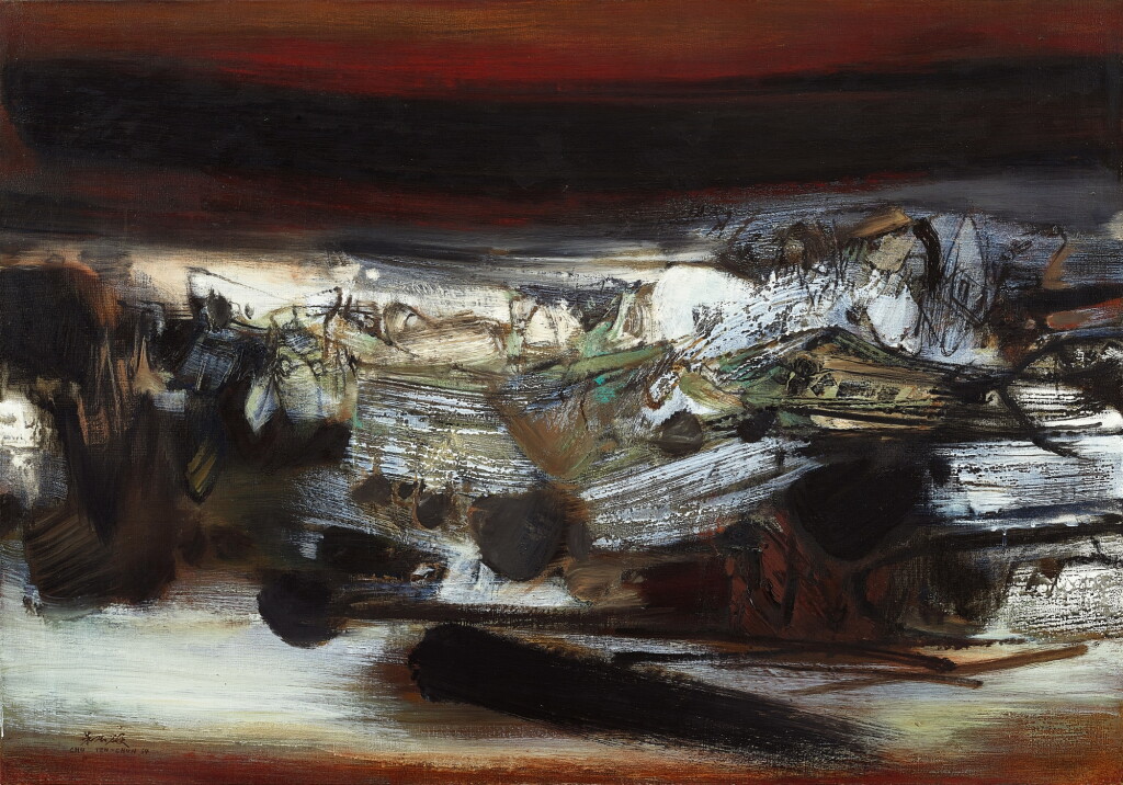 View full screen - View 1 of Lot 1048. Chu Teh-Chun 朱德群 | No. 186 (Le jour va naître) 186號構圖(黎明).
