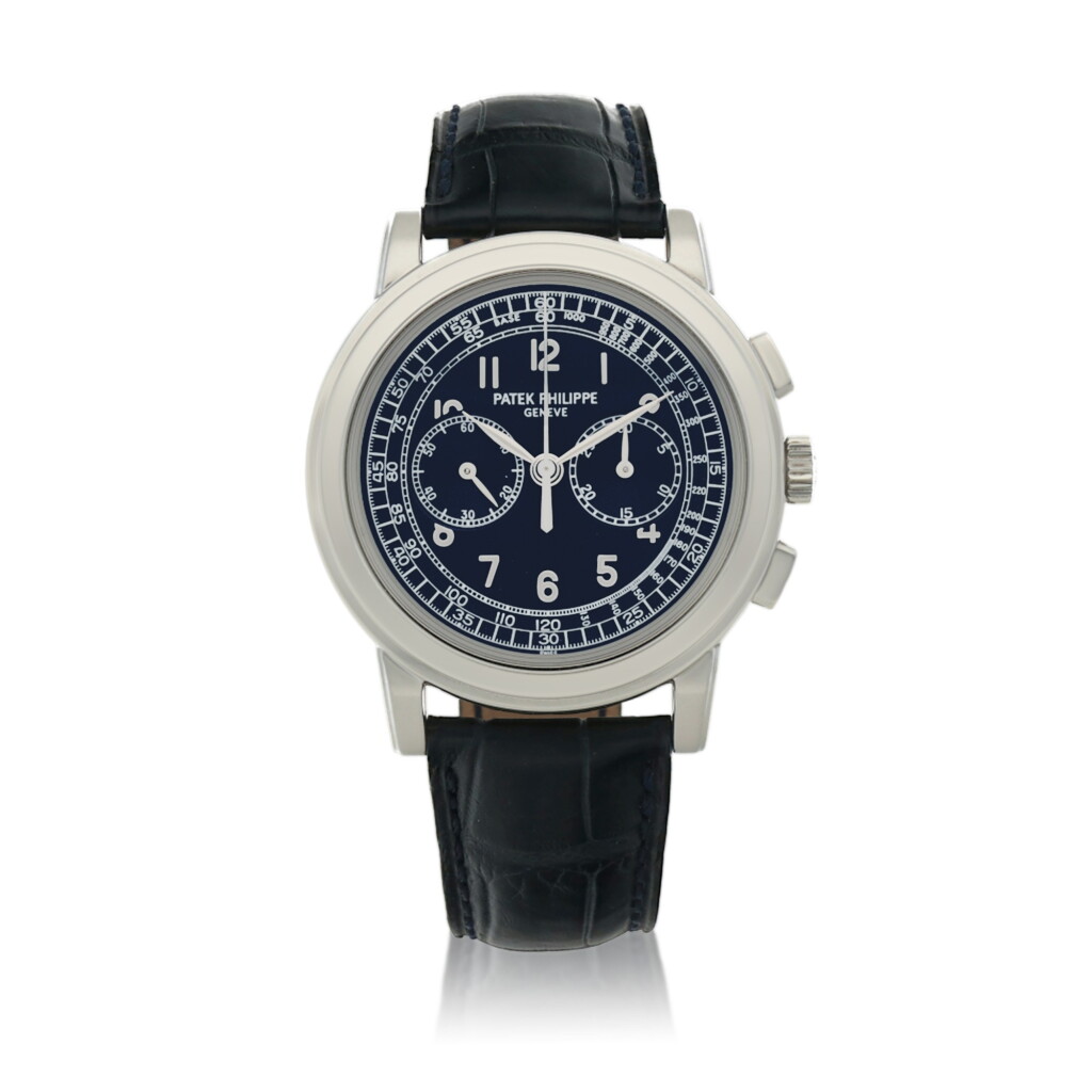 View full screen - View 1 of Lot 8. Ref. 5070P-001 Platinum chronograph wristwatch Circa 2010 | 百達翡麗 | 5070P-001型號鉑金計時腕錶,年份約2010.