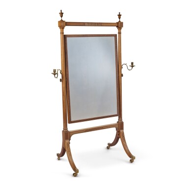 View full screen - View 1 of Lot 1964. A Regency Mahogany and Ebony-Strung Cheval Mirror, Circa 1805.