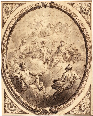 View full screen - View 1 of Lot 45. JOHN VANDERBANK, THE ELDER | CEILING DESIGN - THE REALM OF THE GODS.