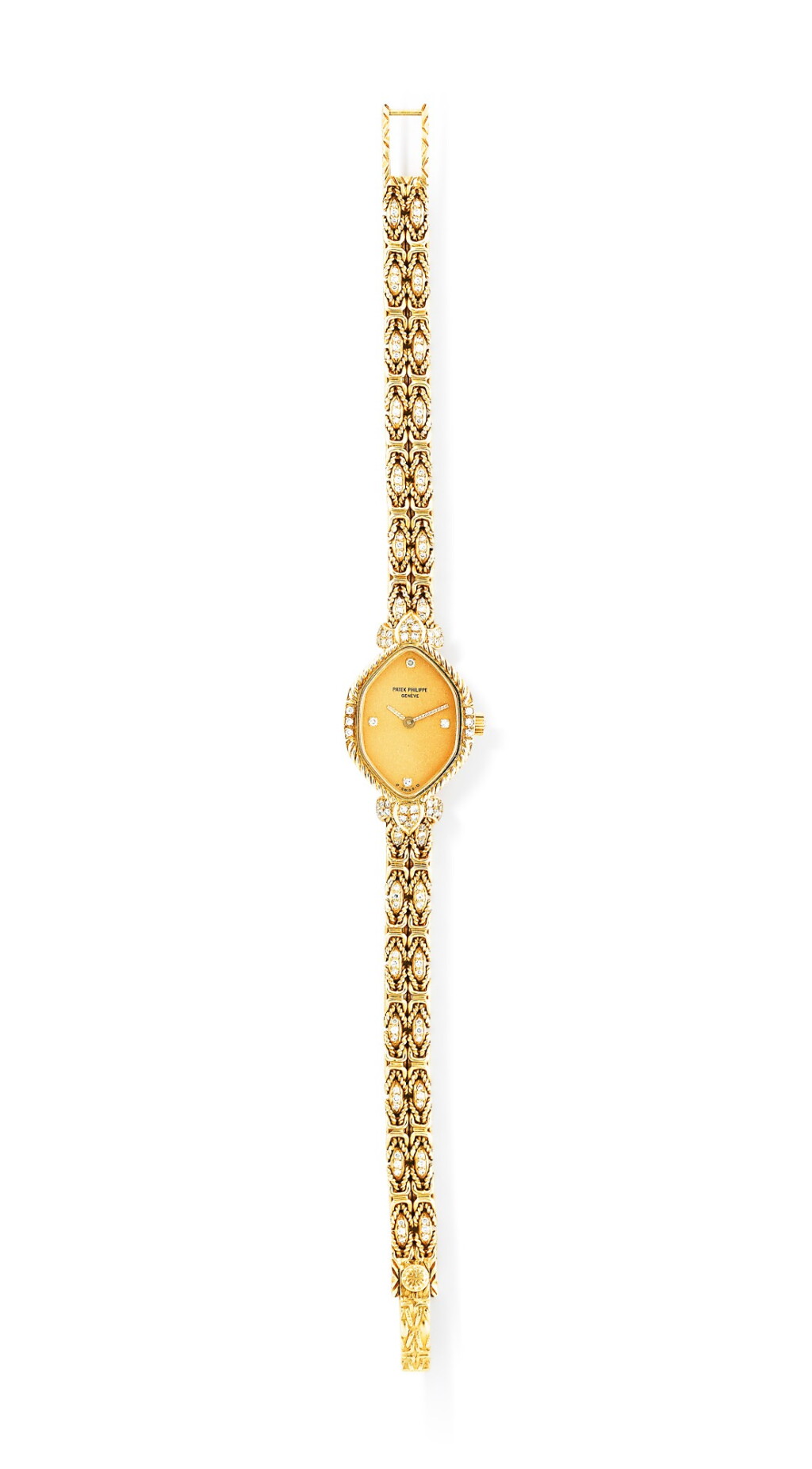 View full screen - View 1 of Lot 121. Patek Philippe | Montre bracelet de dame or et diamants | Lady's gold and diamond bracelet watch.
