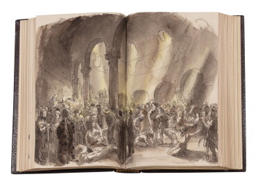 View full screen - View 1 of Lot 131. La Tentation de saint Antoine. 1874. E.O., 1/75 sur Hollande, truffée de dessins originaux de Chadel..