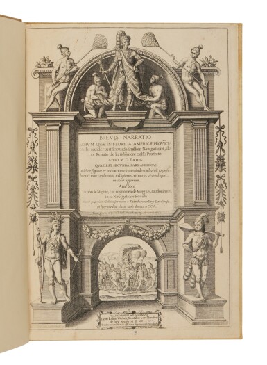 View full screen - View 1 of Lot 1015. Bry, Theodor de | Brevis Narratio ... a seminal illustrated work for early North America.