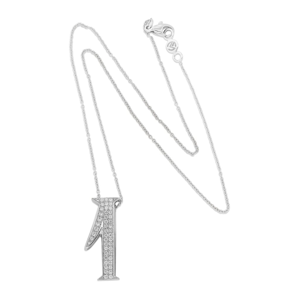 View full screen - View 1 of Lot 8640. The Numbers Collection | A white gold and diamond-set necklace, Circa 2010 The Numbers Collection | 白金鑲鑽石項鍊,約2010年製.
