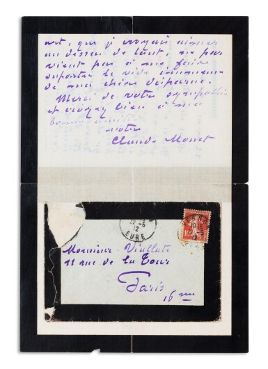 View full screen - View 1 of Lot 110. 3 lettres autographes signées, 1912-1914, à des parents par alliance. Avec 2 lettres de sa belle-fille Blanche.