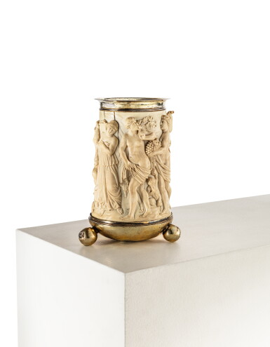 View full screen - View 1 of Lot 74. A German silver-gilt mounted ivory hanap,the ivory attributed to Johann Georg Kern, mounts possibly by a member of the Ehkirch family, Nuremberg, circa 1660-1670 .