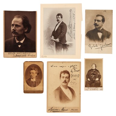 View full screen - View 1 of Lot 139. Composers. Collection of signed photographs, including of Rossini, Puccini and Grieg, 1867-1898.