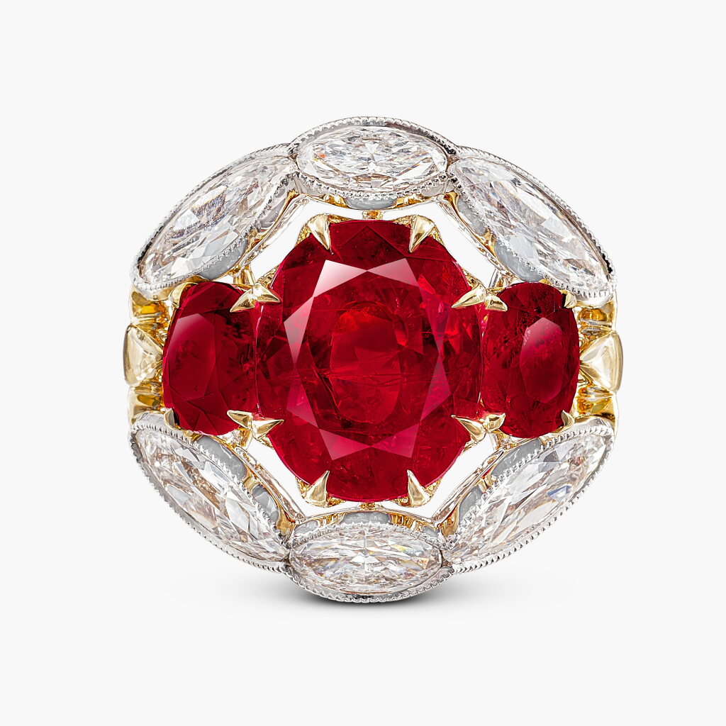 View full screen - View 1 of Lot 1729. Ruby and Diamond Ring | 6.16克拉 天然 「緬甸」未經加熱紅寶石 配 鑽石 戒指.