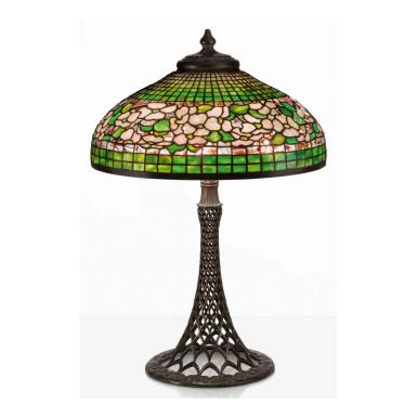 View full screen - View 1 of Lot 16. "Banded Dogwood" Table Lamp.