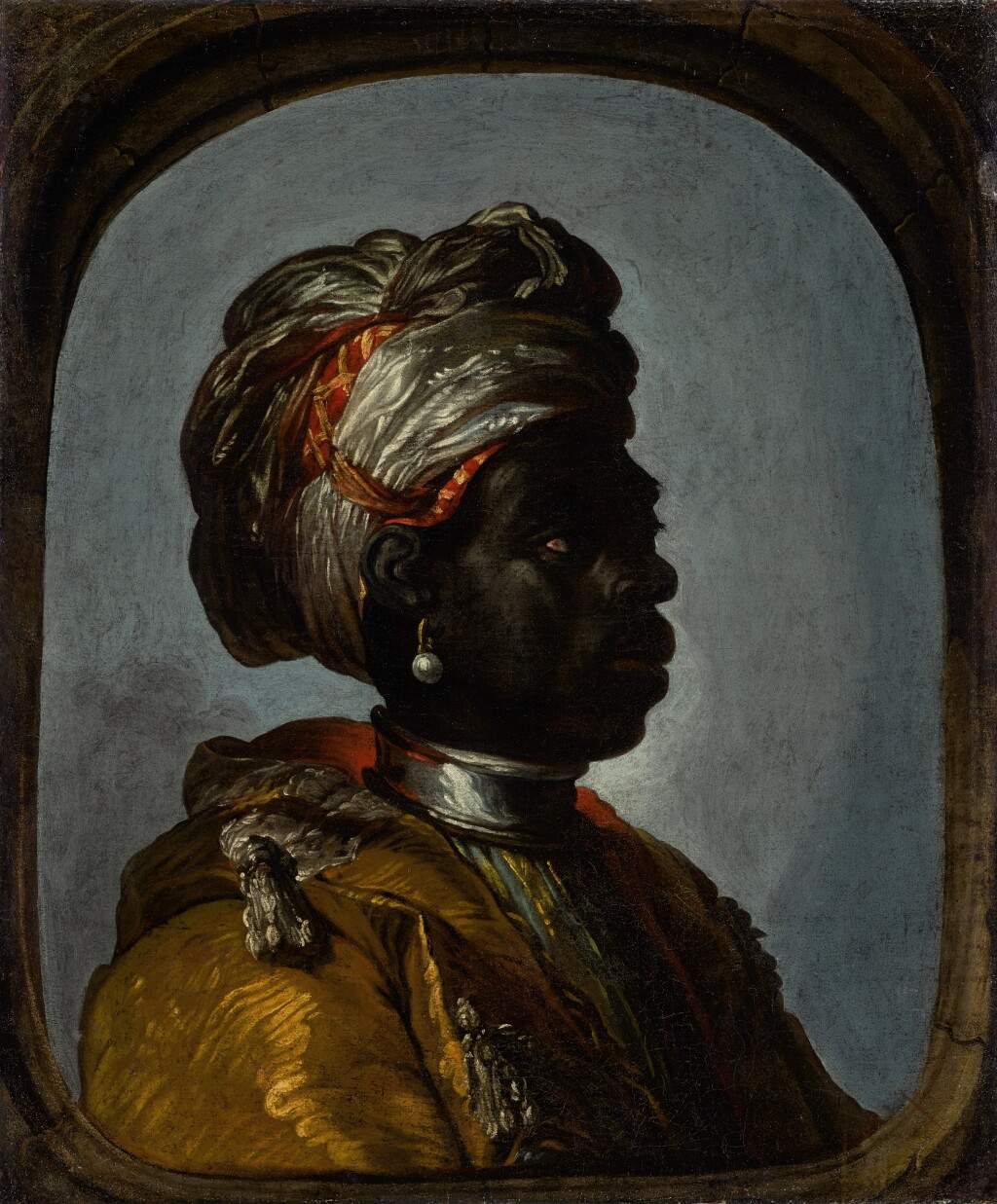 View full screen - View 1 of Lot 189. FRENCH SCHOOL, CIRCA 1700 | PORTRAIT OF A PAGE IN PROFILE, WEARING A TURBAN .