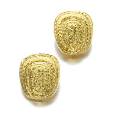 View full screen - View 1 of Lot 80. DAVID WEBB | PAIR OF GOLD EAR CLIPS.