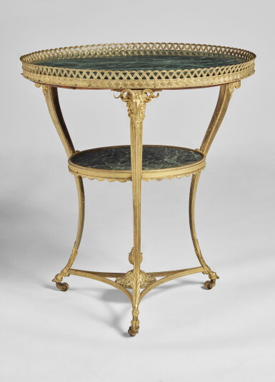 View full screen - View 1 of Lot 725. A Russian Neoclassical Gilt Bronze Gueridon, Circa 1800.