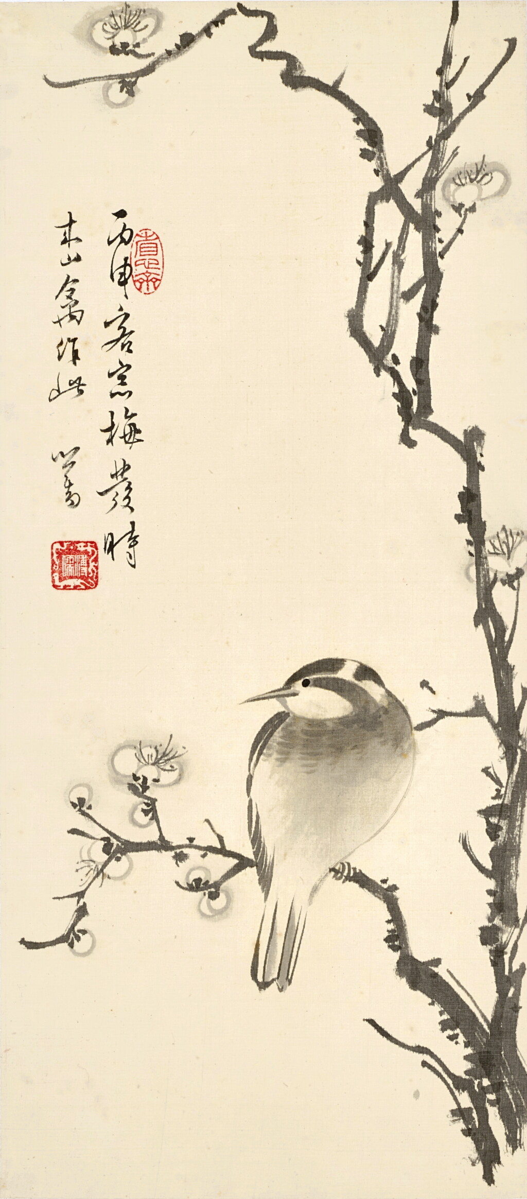 View full screen - View 1 of Lot 3105. 溥儒 梅花山禽 | Pu Ru, Bird by Plum Blossoms.