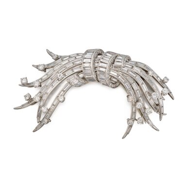 View full screen - View 1 of Lot 19. Diamond 'Reflection' Double Clip-Brooch.