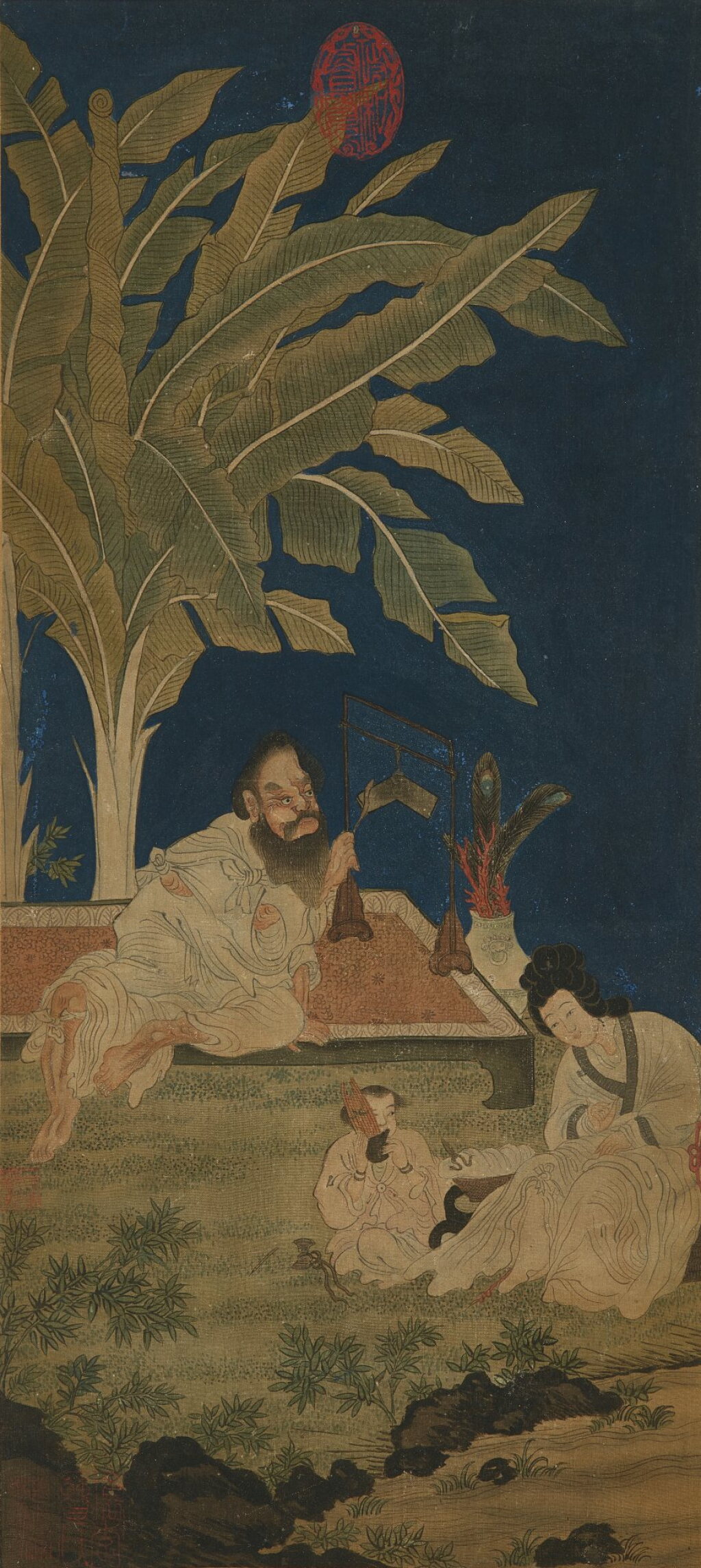View full screen - View 1 of Lot 6107. 佚名(清) 擊罄圖 | Scholar Playing a Qing.
